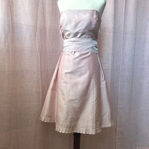 Vintage Ann Taylor Pink Silk Strapless Midi Dress Size 6